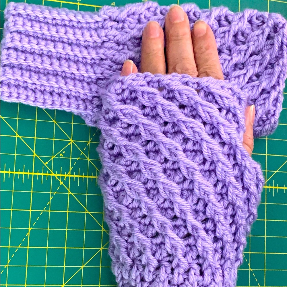 Crochet fingerless gloves Size large